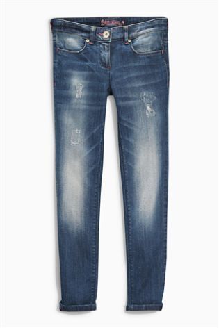 Denim Mid Blue Slim Distressed Skinny Jeans (3-16yrs)